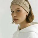 opaska wiosenna szeroka szaro - złota Khaki podwójna mocno trzyma się głowy rozmiar