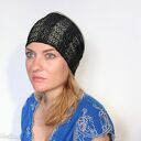 Czarna opaska koronkowa handmade w stylu boho etno