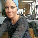 Niebieska opaska damska na podszewce eco skóry w stylu etno-folk