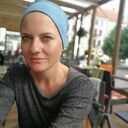 Niebieska opaska damska na podszewce eco skóry w stylu etno-folk