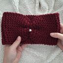 Bordowa OPASKA handmade z serduszkiem - kobiecy dodatek na chłodniejsze dni
