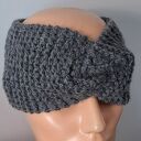 Ciemnoszara opaska turban twist na drutach - 65% wełna i 35% alpaka