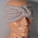 Handmade na chłodniejsze dni - OPASKA wełniana robiona na DRUTACH - BEŻOWA, (wapień)