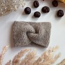 Wełniana opaska twist na głowę 100% alpaka - beżowa