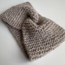 Wełniana opaska twist na głowę 100% alpaka - beżowa