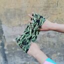 Opaska turban z liśćmi Monstera w stylu boho etno folk