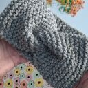 Ręcznie robiona opaska turban twist szaro-turkusowa z wełny i alpaki