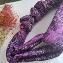 Opaska fioletowa turbanowa boho-folk - uniwersalna (rękodzieło) z etno frędzlami