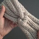 Handmade na chłodniejsze dni - OPASKA wełniana robiona na DRUTACH - BEŻOWA, (wapień)