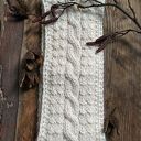 Ciepła, wełniana opaska na głowę - ecru