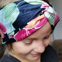Opaska turbanowa boho w kwiaty na gumce - rozmiar 55-57 cm