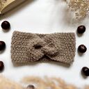 Modna opaska wełniana Twist Boucle w ciemnym beżu