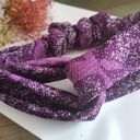 Opaska fioletowa turbanowa boho-folk - uniwersalna (rękodzieło) z etno frędzlami