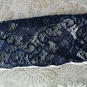 Opaska damska koronkowa granat na ecru - rozmiar 57-58 cm (ok. 12 cm szerokości)