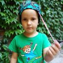 Opaska dziecięca boho w kwiaty etno - szeroka na gumce 51-55 cm