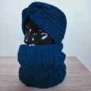 Opaska zimowa morska wykonana ręcznie na szydełku