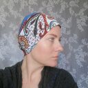 Szeroka opaska damska wiosenna w kwiaty Boho handmade