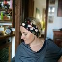 Opaska damska wiosenna w kwiaty - uniwersalna handmade na gumce