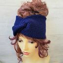 Gruba opaska ciemny granat na głowę - wygoda i ciepło na zimę, handmade