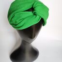 Opaska turbanowa z tyłu na gumce - zielony turban boho (rozmiar uniwersalny)