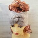 Opaska turban podwójnie robiona - ciepła kawa z mlekiem
