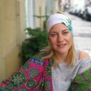 Opaska sportowa do jogi Boho w kwiaty - ręcznie robiona dzianina