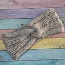 Handmade na chłodniejsze dni - OPASKA wełniana robiona na DRUTACH - BEŻOWA, (wapień)