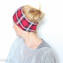 dzianinowa opaska w szkocką kratkę-box as - opaska dzianinowa na podszewce, miękka, rozciągliwa, obwó