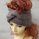 Szeroka opaska, turban. Szary brąz tweed