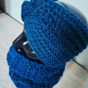 Opaska zimowa morska wykonana ręcznie na szydełku