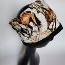 Ciepła opaska w konie na podszewce z dzianiny - handmade