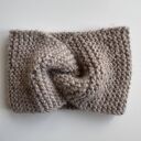 Wełniana opaska twist na głowę 100% alpaka - beżowa