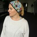 Szeroka opaska damska dzianinowa w stylu folk - Ruda Klara