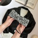Wełniana opaska twist na głowę 100% merino - czarno-biała