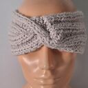 Handmade na chłodniejsze dni - OPASKA wełniana robiona na DRUTACH - BEŻOWA, (wapień)