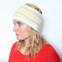 Kolorowa wiosenna opaska dzianinowa - handmade Ruda Klara
