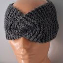 Ciemnoszara opaska turban twist na drutach - 65% wełna i 35% alpaka