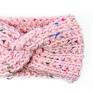 Gangsta knit wełniana handmade kolorowe różowa opaska