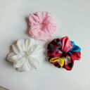 3 Jedwabne frotki /scrunchie Love zestaw kolorowy
