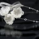 Kryształowa opaska ślubna Swarovski z jedwabnymi kwiatami