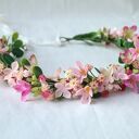 Różowy poranek - romantyczny wianek z jaśminem i dziką różą