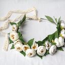 Zapach peonii o świcie - romantyczny wianek ślubny boho z białymi kwiatami w stylu cottagecore