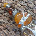 Spinka - klamra do włosów z bursztynami oprawionymi w technice Tiffany