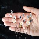 Zestaw ozdób do włosów handmade z kryształkami w kształcie łezki
