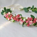 Wianek do włosów z czerwonymi kwiatkami i eukaliptusem - handmade boho