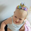 Urodzinowa opaska z koroną jednorożca dla niemowlęcia