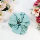 Gumka do włosów scrunchie z wiskozy kreszowanej miętowa L