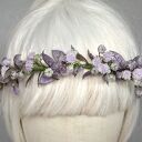 Romantyczny wianek boho z lawendowych kwiatów - komunijny i ślubny