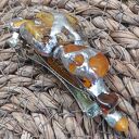 Spinka - klamra do włosów z bursztynami oprawionymi w technice Tiffany