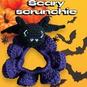 Gumka scrunchie nietoperz na Halloween - ręcznie robiona